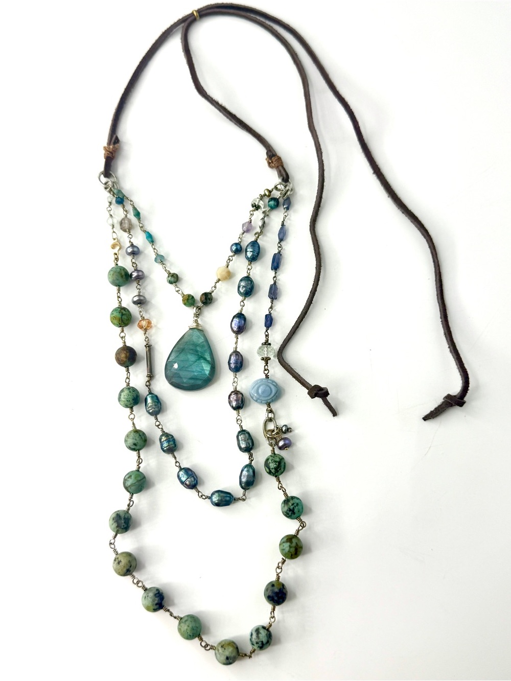 Wire Wrapped Multicolored Gemstone Boho Necklace, Sundance Inspired Necklace